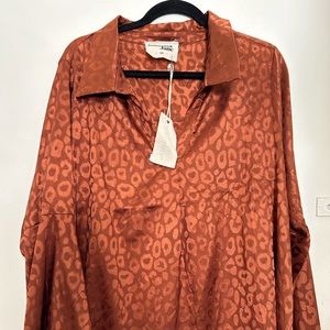 Brown leopard Savanna Jane bell sleeve shirt